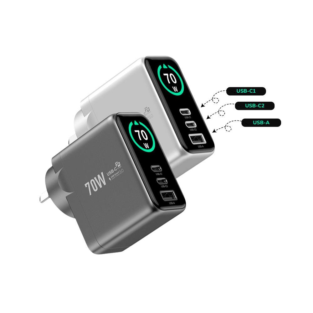 EnoVolt Pro™ 70W — GaN Fast Charger — Multi-Device Power