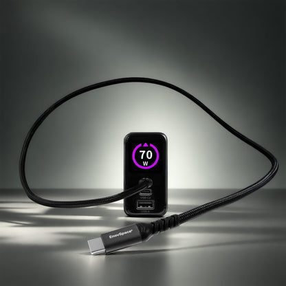 Braided 100W USB-C cable supplied with the EnoVolt Pro 70W GaN charger