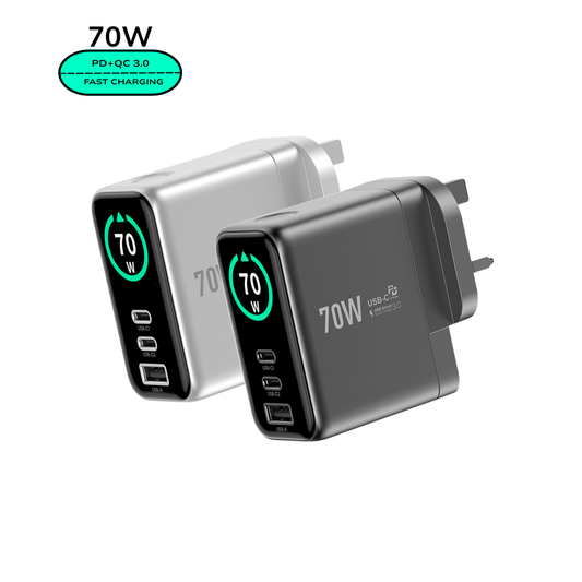 EnoVolt Pro™ 70W — GaN Fast Charger — Multi-Device Power